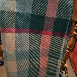 Talbots Plaid Scarf in Teal, Pink & Cream